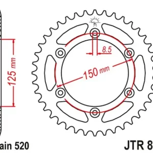 Zębatka tylna KTM SX/EXC 42 ŁAŃC. 520 Czarny JTR897.42ZBK Rabat