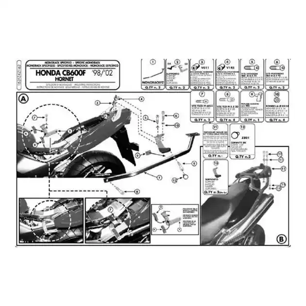 Stelaż kufra centralnego HONDA HORNET 600 bez płyty Kappa KZ162 Ostatnia szansa