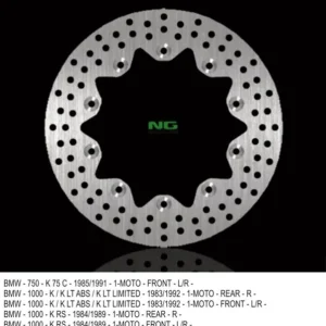 NG TARCZA HAMULCOWA PRZÓD BMW K 75C/RT/S ‘94-‘96, PRZÓD/TYŁ K 100 ‘84-‘93, K1100 ‘92-‘00 (285X165X4,8) (10X5,5MM) Promocja