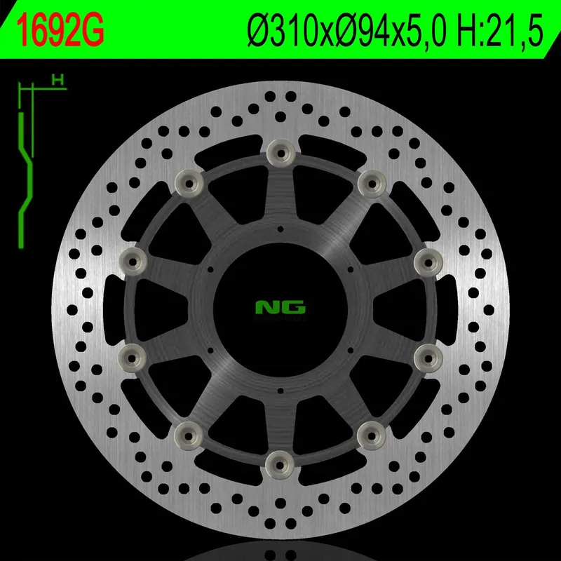 Dodaj do koszyka NG TARCZA HAMULCOWA PRZÓD HONDA ST 1300ABS ‘02-17, CTX 1300/1300ABS ‘14-16 (310X94X5MM) (6X6,5MM) PŁYWAJĄCA (ŚRODEK ALUMINIOWY)