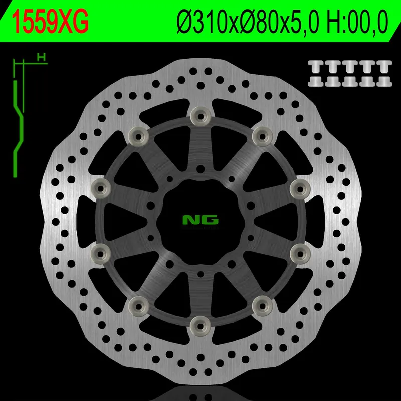 NG TARCZA HAMULCOWA PRZÓD KAWASAKI Z 1000 ABS 15-17, Z 1000 15-17, ZX6R 13-17, Z800 12-18, GTR 1400 07-18, ZZR 1400 06-18 (310X80X5MM) WAVE PŁYWAJĄCA (ŚRODEK ALUMINIOWY) Popularny