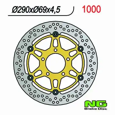 Nowy NG TARCZA HAMULCOWA PRZÓD SUZUKI GSF 650 BANDIT / GSX 750F ‘04-‘06, SV 650 ‘03-‘15, VL 1500 INTRUDER M ‘08-‘10, VLR 1800 INTRUDER ‘08-‘11 (290X69X4,5MM) (5X10,25MM)