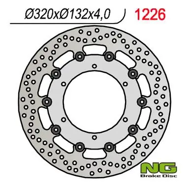 Wyjątkowa oferta NG TARCZA HAMULCOWA PRZÓD YAMAHA XT660 X ‘04-‘16 320 MM (320X132X4) (PŁYWAJĄCA)(6x8,50mm)