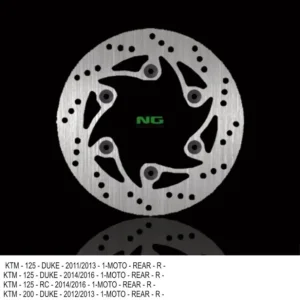 Nowość NG TARCZA HAMULCOWA TYŁ KTM DUKE 125/200/390 ‘11-‘20, RC 200/390 ‘14-‘20 , ADVENTURE 390 ‘18-‘24, HUSQVARNA VITPILEN 125 ‘21-‘23 / SVARTPILEN 401 ‘18-‘23, VITPILEN 401‘18-‘21 (230X140X4) (6X10,5)
