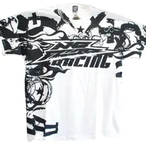 Tani NO FEAR WYPRZEDAŻ KOSZULKA CODZIENNA Z KRÓTKIM RĘKAWEM T-SHIRT RACING SCRIBBLE KOLOR BIAŁY ROZMIAR S /STARA CENA 40,9/