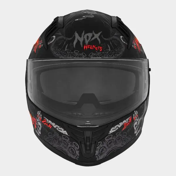 Bezpieczne zakupy NOX KASK INTEGRALNY (FULL FACE) Z BLENDĄ N401 ZUMBI KOLOR CZARNY/CZERWONY MAT ROZMIAR M