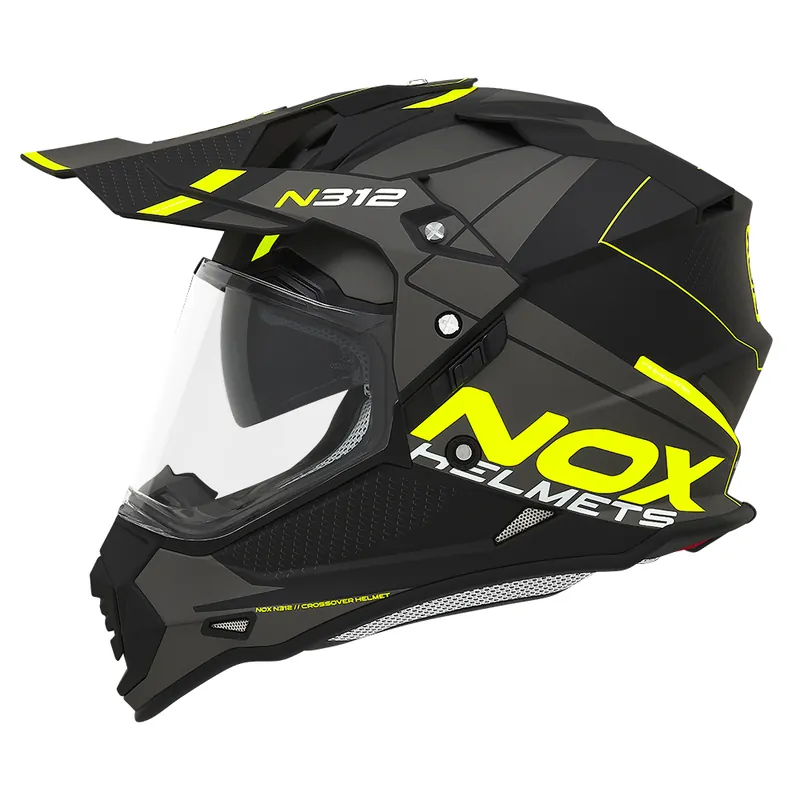 NOX KASK OFFROAD / TRAIL DUOSPORT (DUAL) N312 DRONE Z SZYBKĄ I BLENDĄ KOLOR CZARNY MAT/ŻÓŁTY FLUO ROZMIAR XL Kup teraz