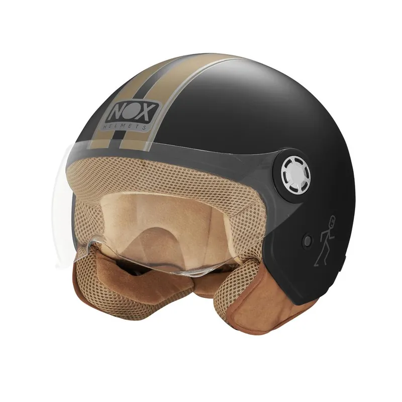 NOX KASK OTWARTY JET Z BLENDĄ N210 EVO KOLOR CZARNY MAT/ZŁOTY ROZMIAR XL Niska cena