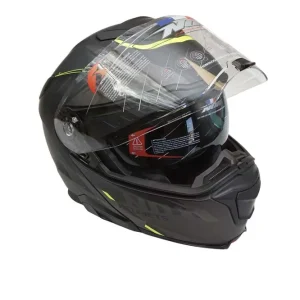 Najlepsza cena NOX PROMOCJA KASK SZCZĘKOWY (FLIP-UP) Z BLENDĄ N967 SYNCHRO KOLOR CZARNY/ŻÓŁTY FLUO/SZARY MAT ROZMIAR S - drobne rysy na kasku