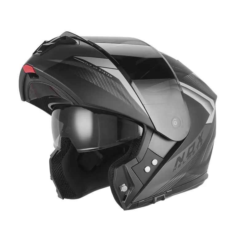 NOX KASK SZCZĘKOWY (FLIP-UP) Z BLENDĄ N968 SHIFT KOLOR CZARNY/SREBRNY MAT ROZMIAR S Niska cena