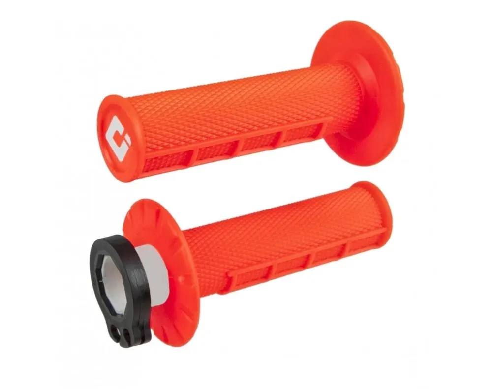 Bestseller ODI MANETKI OFF ROAD HALF WAFFLE MX V2 LOCK-ON GRIP KOLOR FLUO POMARAŃCZOWY