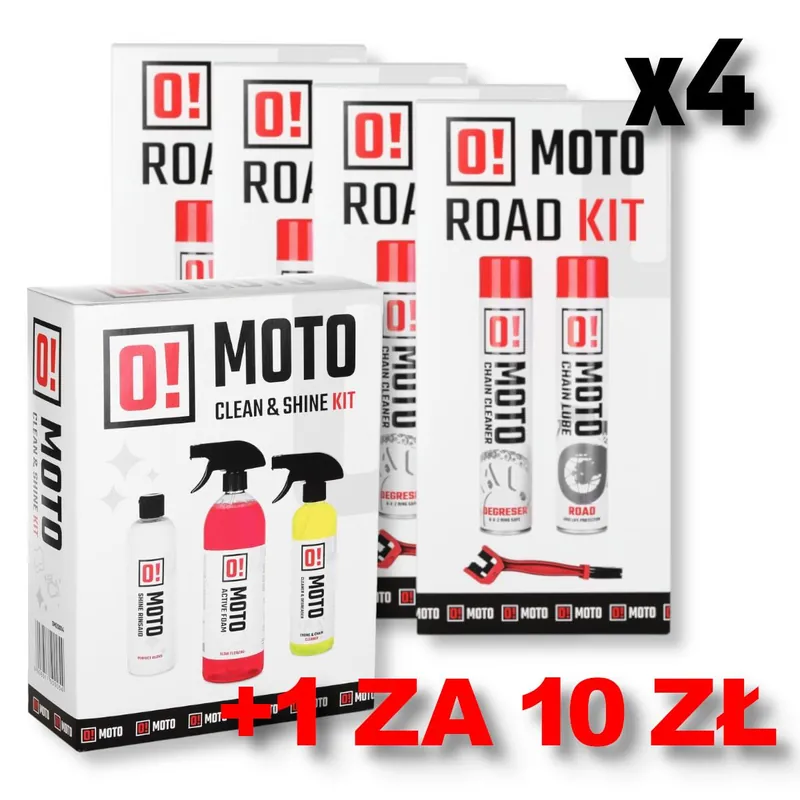 OMOTO ZESTAW 4+1 DO CZYSZCZENIA I SMAROWANIA ŁAŃCUCHA ROAD O! CHAIN CARE AND PROTECTION 2+1 ZESTAW Z SZCZOTKĄ + OMOTO ZESTAW DO MYCIA I PIELĘGNACJI MOTOCYKLA O! CARE PROTECTION AND SHINE MOTO Wybór klientów
