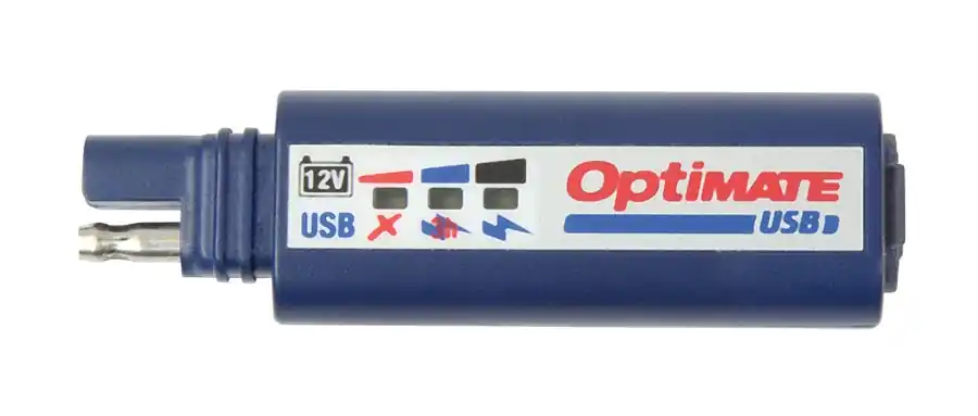 Bezpieczne zakupy OPTIMATE ŁADOWARKA USB ZE ZŁĄCZEM SAE ORAZ WSKAŹNIKIEM NAŁADOWANIA AKUMULATORA (5V 2400MA) (EL)