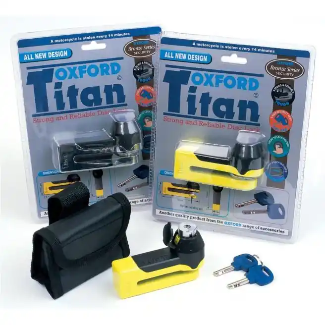 Taniej OXFORD WYPRZEDAŻ BLOKADA TARCZY HAMULCOWEJ TITAN TRZPIEŃ 10MM, KOLOR ŻÓŁTY (NOWY KOD LK486)