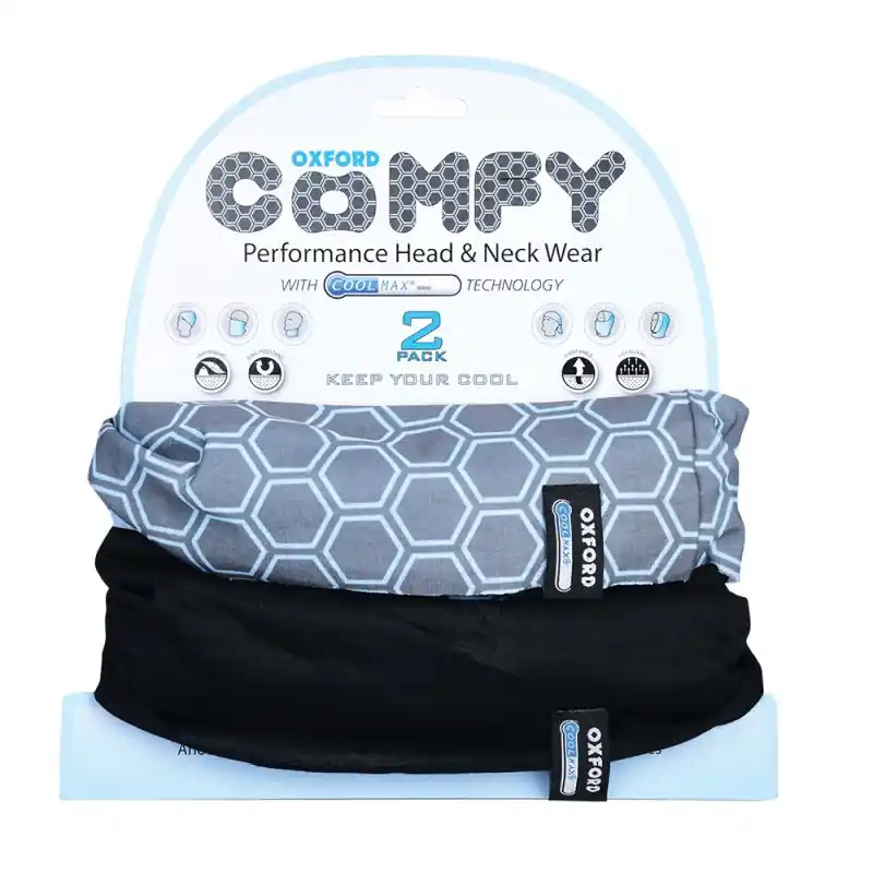 Wyprzedaż OXFORD KOŁNIERZ WIELOFUNKCYJNY WIATROODPORNY COMFY COOLMAX HONEYCOMB 2 SZTUKI W OPAKOWANIU KOLOR CZARNY/NIEBIESKI