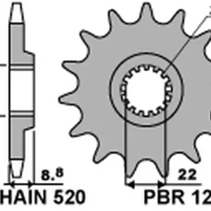 PBR ZĘBATKA PRZEDNIA 1248 12 KTM SX/EXC ‘91-‘25 (JTF1901.12) (ŁAŃC. 520) (124812JT) (MADE IN ITALY) Rabat