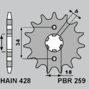 PBR ZĘBATKA PRZEDNIA 259 16 18NC HONDA NX 125 (ŁAŃC. 428) Wyjątkowa oferta