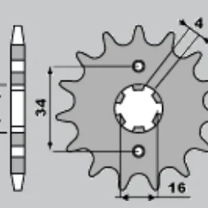 Zniżka PBR ZĘBATKA PRZEDNIA 263 16 18NC YAMAHA DT/TZR/SR/RD 125 (ŁAŃC. 428) (MADE IN ITALY)
