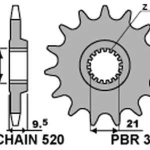 PBR WYPRZEDAZ ZĘBATKA PRZEDNIA 342 12 HONDA CR 250 ‘88-‘07, CRF 450R/X ‘02-‘25, CRF 250R ‘22-‘25 (JTF284.12) (ŁAŃC. 520) (34212JT) (MADE IN ITALY) Premium