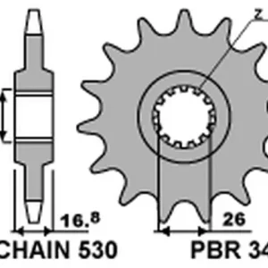 Zamów teraz PBR WYPRZEDAZ ZĘBATKA PRZEDNIA 347 16 HONDA CBR 1000RR ‘04-‘16, CBF 1000, CBR 900/929/954 (JTF333.16) (ŁAŃC. 530) (34716JT) (MADE IN ITALY)