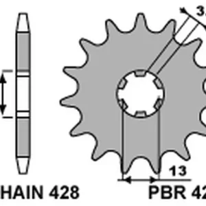 Ograniczona ilość PBR ZĘBATKA PRZEDNIA 428 12 SUZUKI JR 50 82-04 (ŁAŃC. 428) (MADE IN ITALY)