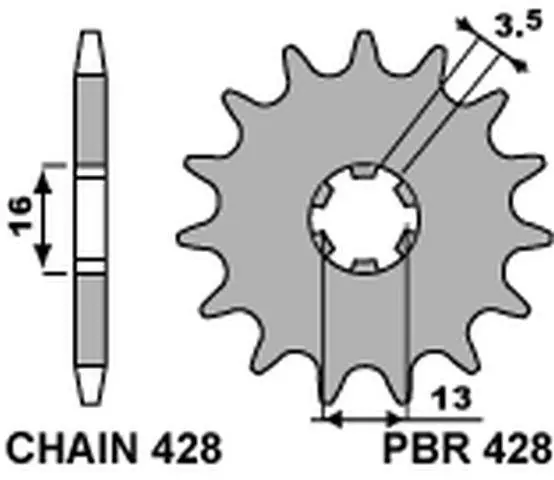 Ograniczona ilość PBR ZĘBATKA PRZEDNIA 428 12 SUZUKI JR 50 82-04 (ŁAŃC. 428) (MADE IN ITALY)