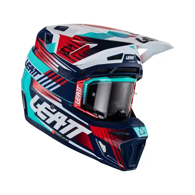 Kask MOTO 8.5 V23 (+ GOGLE VELOCITY 5.5 GRATIS) Helmet Kit Royal kolor granatowy/czerwony / niebieski rozmiar L (59-60 cm) Leatt 1023010553 Promocja