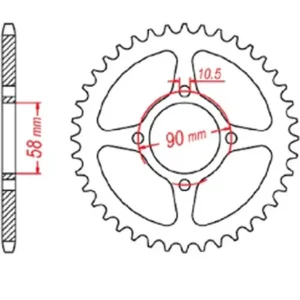 Zębatka tylna (45) Honda CBR 125, CB 125F (OTWÓR NA ŚRUBĘ 10,5mm) (ŁAŃC. 428) MTX PARTS 11-KTY-45 Ograniczona ilość