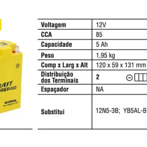 Bezpieczna płatność MOTOBATT AKUMULATOR ŻELOWY MTX5AL (YB5LB,12N53B) 12V 5AH 119,5X60X131 BEZOBSŁUGOWY - ZALANY (85A) (10)