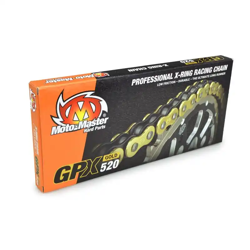 Bezpieczne zakupy MOTO-MASTER ŁAŃCUCH NAPĘDOWY GPX-520G PROFESSIONAL MOTOCROSS / ENDURO RACING X-RING CHAIN KOLOR ZŁOTY (120 OGNIW, ZAPINKA W ZESTAWIE)