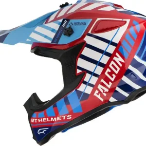 MT WYPRZEDAŻ KASK CROSS (ZAPIĘCIE DD) FALCON ENERGY B5 GLOSS PEARL RED KOLOR CZERWONY/NIEBIESKI ROZMIAR L Okazja