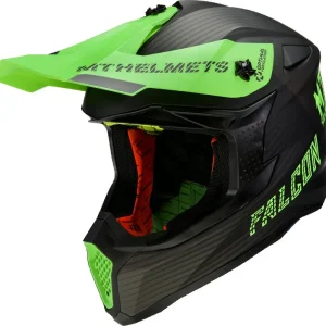 Popularny MT KASK CROSS (ZAPIĘCIE DD) FALCON SYSTEM D6 MATT FLUOR GREEN ZIELONY/CZARNY MAT ROZMIAR XL