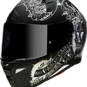 MT PROMOCJA KASK INTEGRALNY REVENGE 2 SKULL AND ROSES A1 MATT BLACK KOLOR CZARNY/BIAŁY ROZMIAR XXL (PRZEŹROCZYSTY WIZJER) Hit cenowy